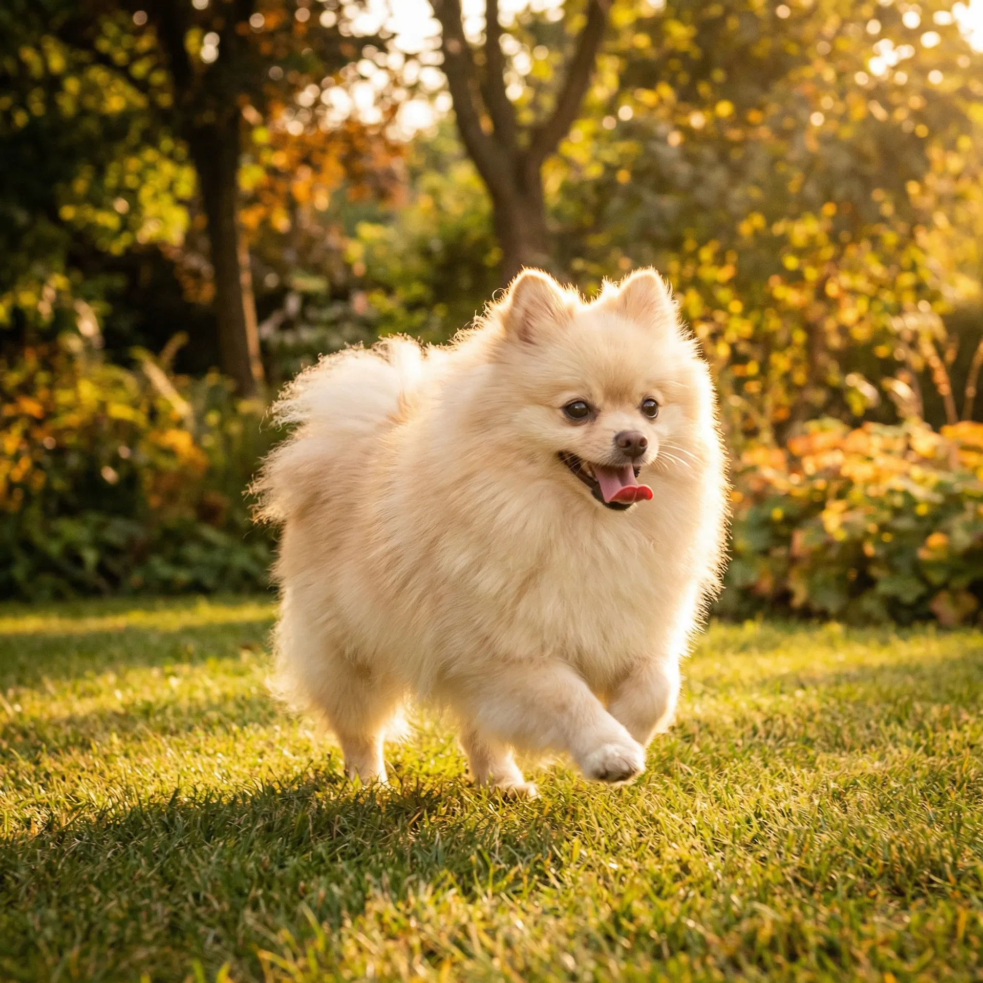Lulu da Pomerânia passeando ao ar livre